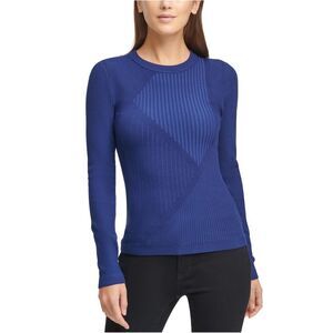 DKNY Womens Striped Pullover Sweater, Blue, S, DM